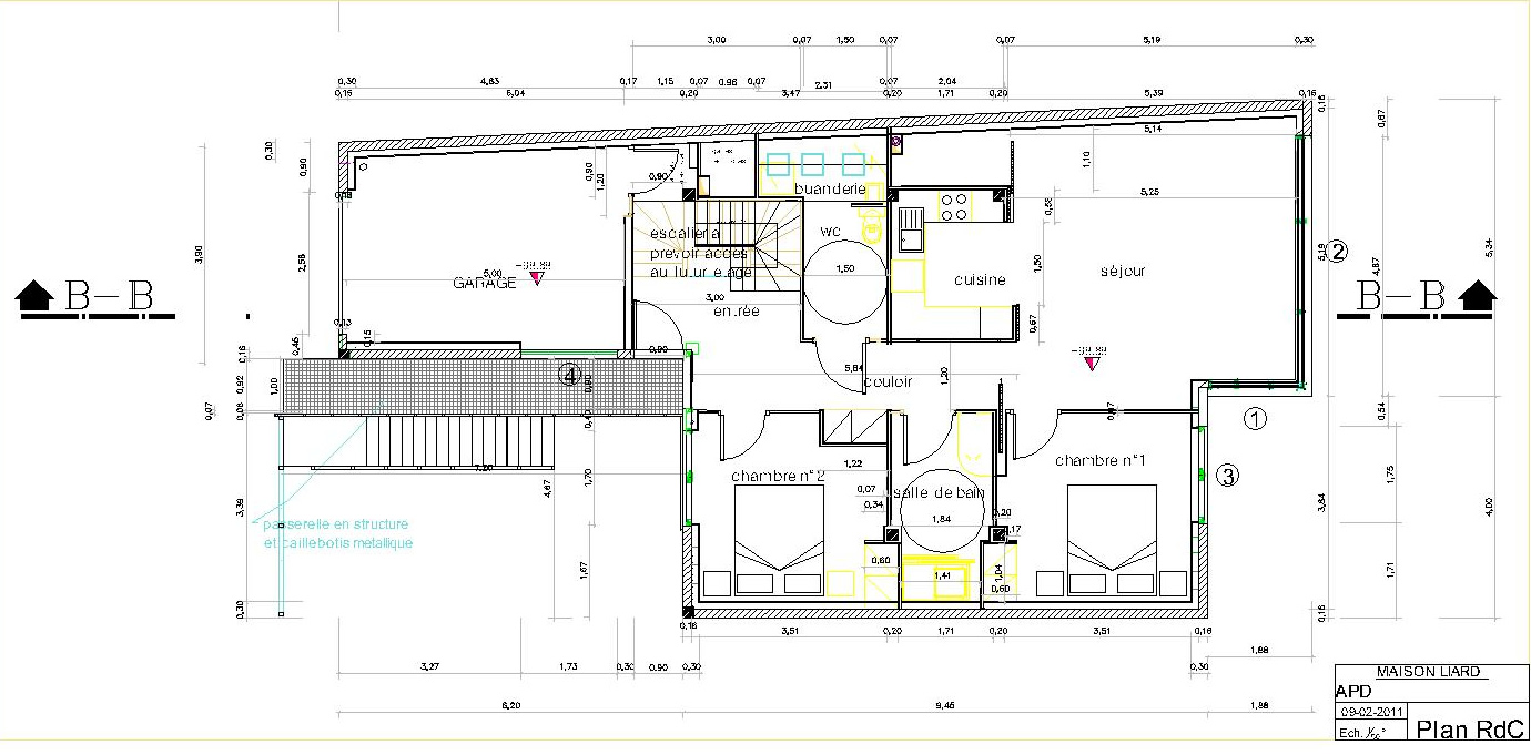 Plan rez-de-chaussée maison architecte